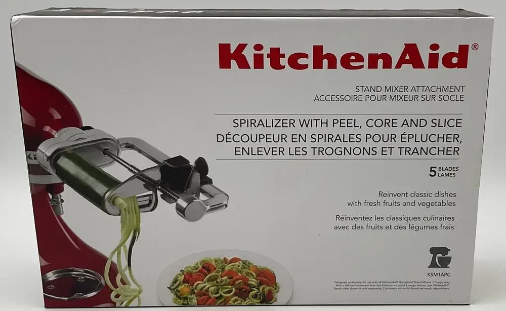 KitchenAid 5-Blade Spiralizer Mixer Attachment with Peel Core & Slice New Sealed